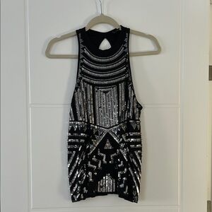 Express Black and Silver Sequin Tank Top